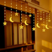 Moon and Star Fairy String Lights, USB Powered Resin Hanging Decorations - 98 LED