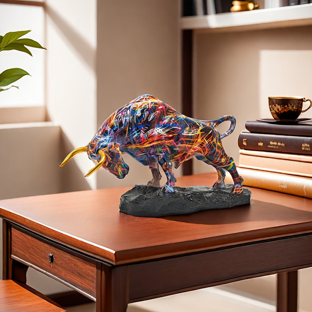 Resin Wall Street-Inspired Charging Bull Statue