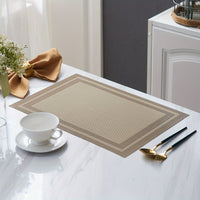 6pcs Anti-slip PVC Heat-resistant Table Mats 33.02cm x 90.93cm Double Frame Series Hotel Insulation Table Mats Restaurant Holiday Decoration Tablecloth