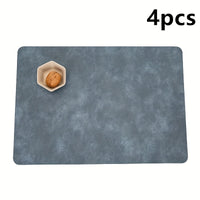 4pcs Set Faux Leather Placemats - Non-Slip, Heat-Resistant Table Mats with Cowhide Texture for Dining & Kitchen
