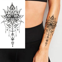 Lotus Henna Temporary Tattoo - Body Art Stickers