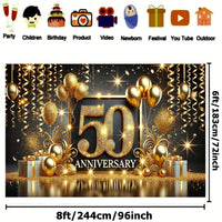 Elegant 50th Anniversary Celebration Banner - 243.84x182.88cm