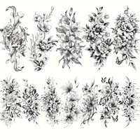 Realistic Floral Temporary Tattoos, Waterproof - 12-Pack