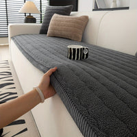 1pc Contemporary Thick Suede Sofa Pad, Machine Washable, Pet Friendly, Polyester 100%, Short Plush, Quilted Design, No Printing, Compatible with Armchair, Loveseat, 3-Seater, 4-Seater, Sectional Sofas, 250-300 g/㎡ - Ideal f