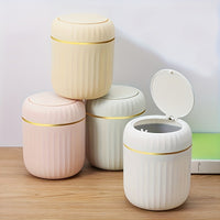 Press-Top Mini Trash Can - Durable PP Material, Compact Desktop Waste Basket