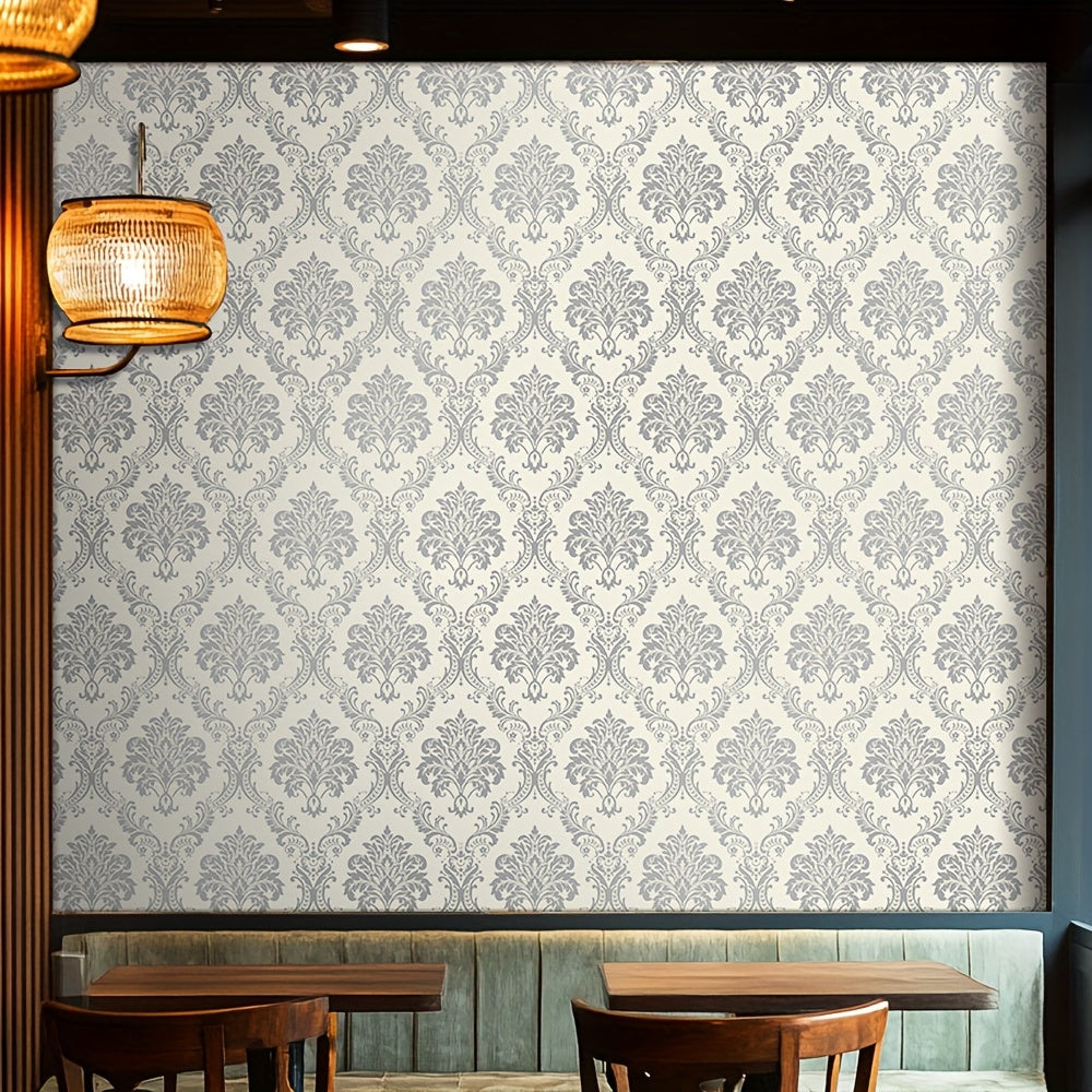 Easy Peel & Stick Silvery Damask Wallpaper