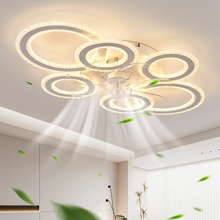 Modern Adjustable Ceiling Fan Light with Remote Control - 6 Brightness Levels, ABS/Acrylic/Metal Design, Mold-Resistant, Ideal for Living Room, Office, Bedroom, Kitchen, Fan for Bedroom, Perfect for Christmas Gifts, Holiday O