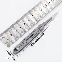 Stainless Steel Manual Retractable Box Cutter Knife, Portable Razor Handle for EDC and DIY