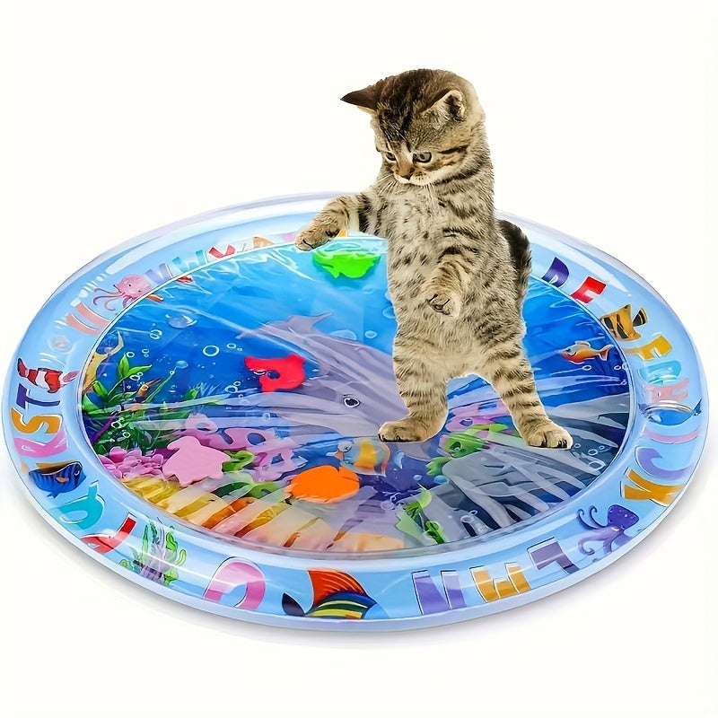 Interactive Splash-Proof Cat Play Mat with Floating Fish Design