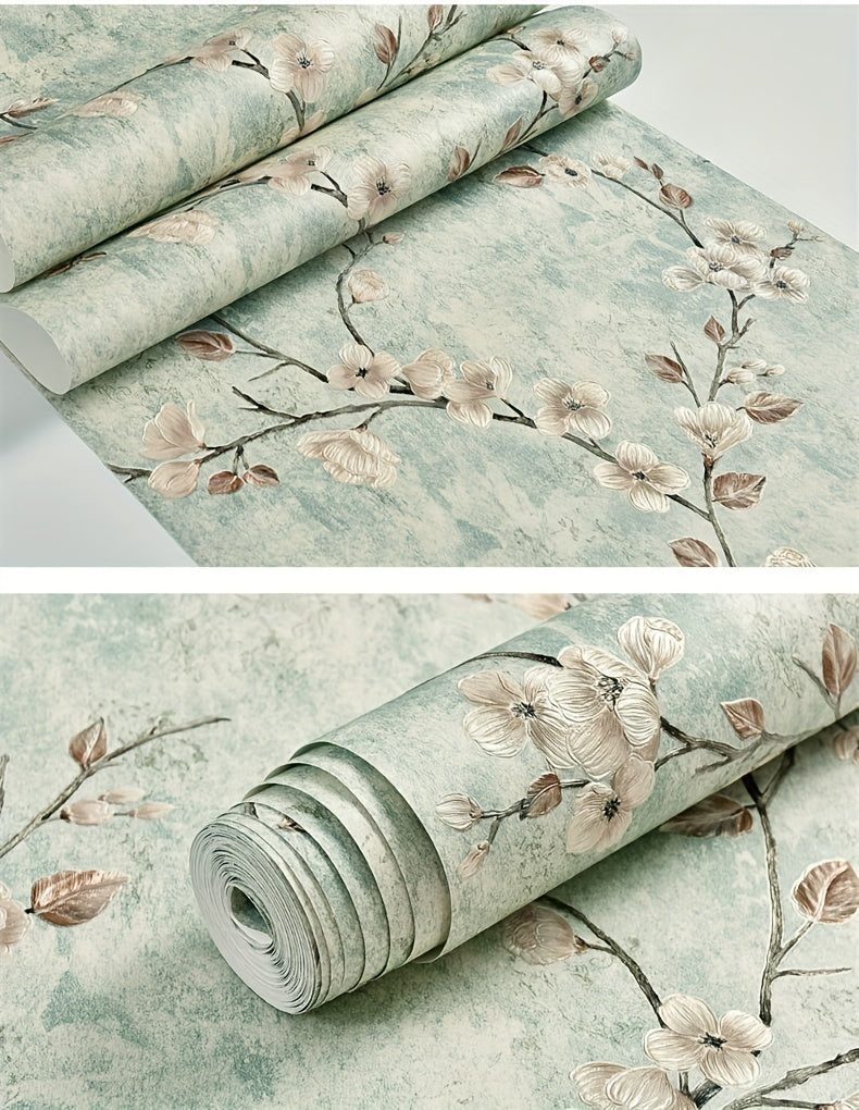 Rustic Style Plum Blossom Pattern Non-woven Wallpaper