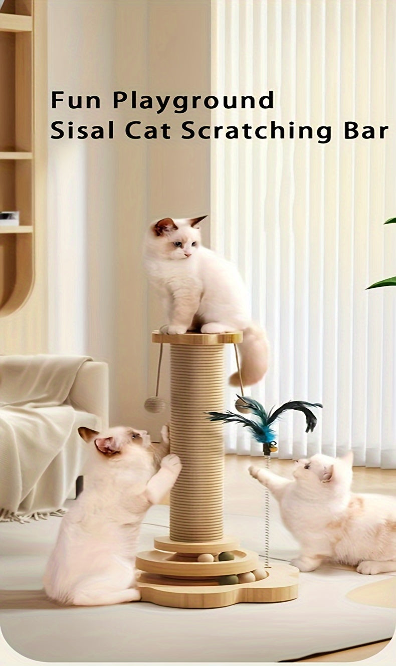 High-Quality Cat Spinning Toy with a Sisal Scratching Post