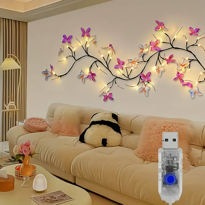 Flexible LED Willow Vine & Butterfly Tree Light - 129.84cm