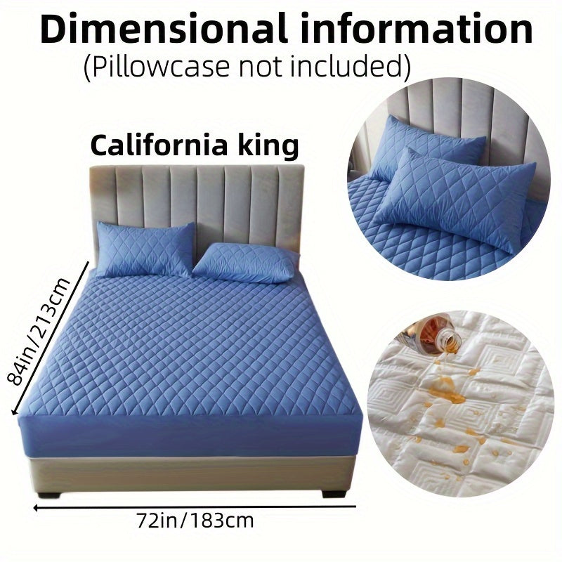 1pc Layered Solid Color Waterproof Mattress Protector (Without Pillowcase And Pillow Insert) Soft And Comfortable Mattress Cover Bedroom Guest Room Bedding Waterproof Mattress Protector Room Bedspread Non-slip All-inclusive P
