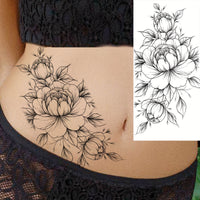 Large Peony Flower Temporary Tattoo Sticker