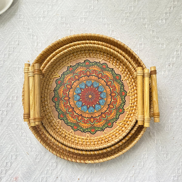 Ytnjzl Handwoven Rattan Wicker Basket - Perfect for Holiday Gatherings & Party Supplies, Perfect for Winter, New Year