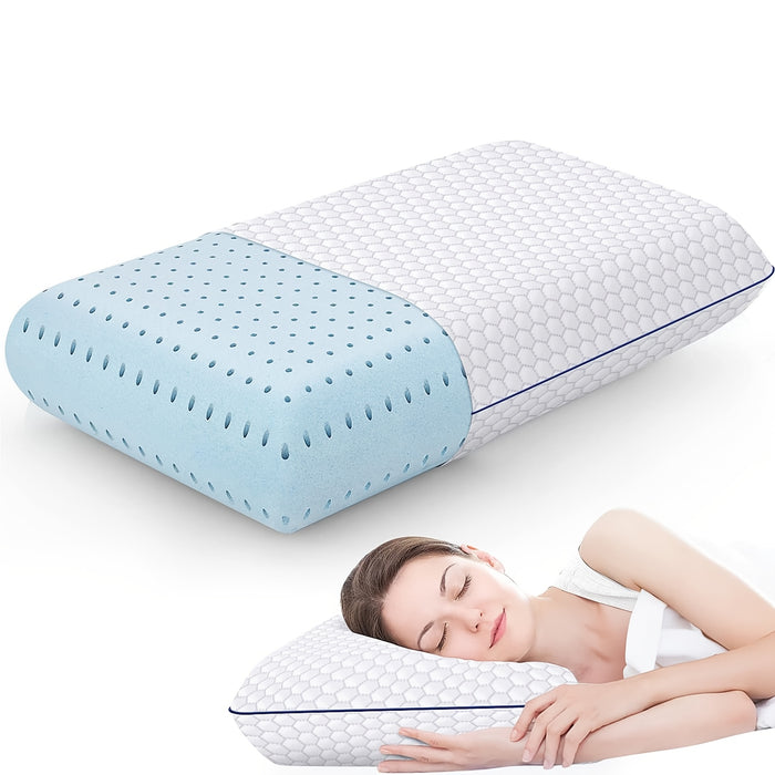 1pc Orthopedic Pillow for Side, Back & Stomach Sleepers - Hypoallergenic, Breathable Mesh Cover, Washable Polyester Fabric, All-Season Comfort for Better Sleep, Supportive Sleep Aid | Functional Bedroom Accessory | Polyester