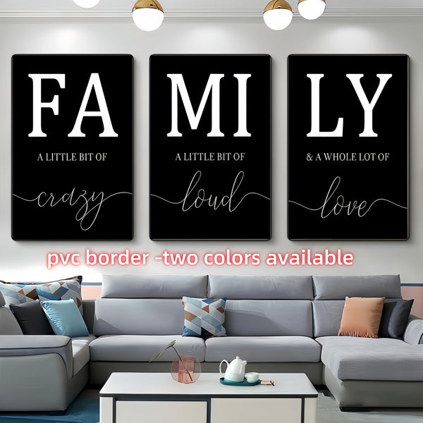 Modern Bohemian Abstract Art Set with Resin Frames - Family Themed - 3-Piece