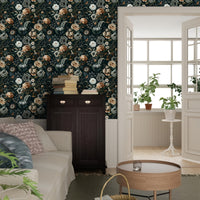 Elegant Dark Floral Peel and Stick Wallpaper