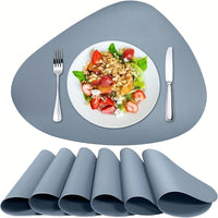 Round Faux Leather Placemats Set of 6, Non-Slip, Wipeable Table Mats for Dining, Kitchen, Restaurant, Cafe - Heat Resistant, Elegant Decorative Easy Clean Place Mats for Christmas