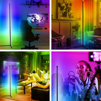 RGB LED Corner Floor Lamp with Remote, USB Powered - Adjustable Height