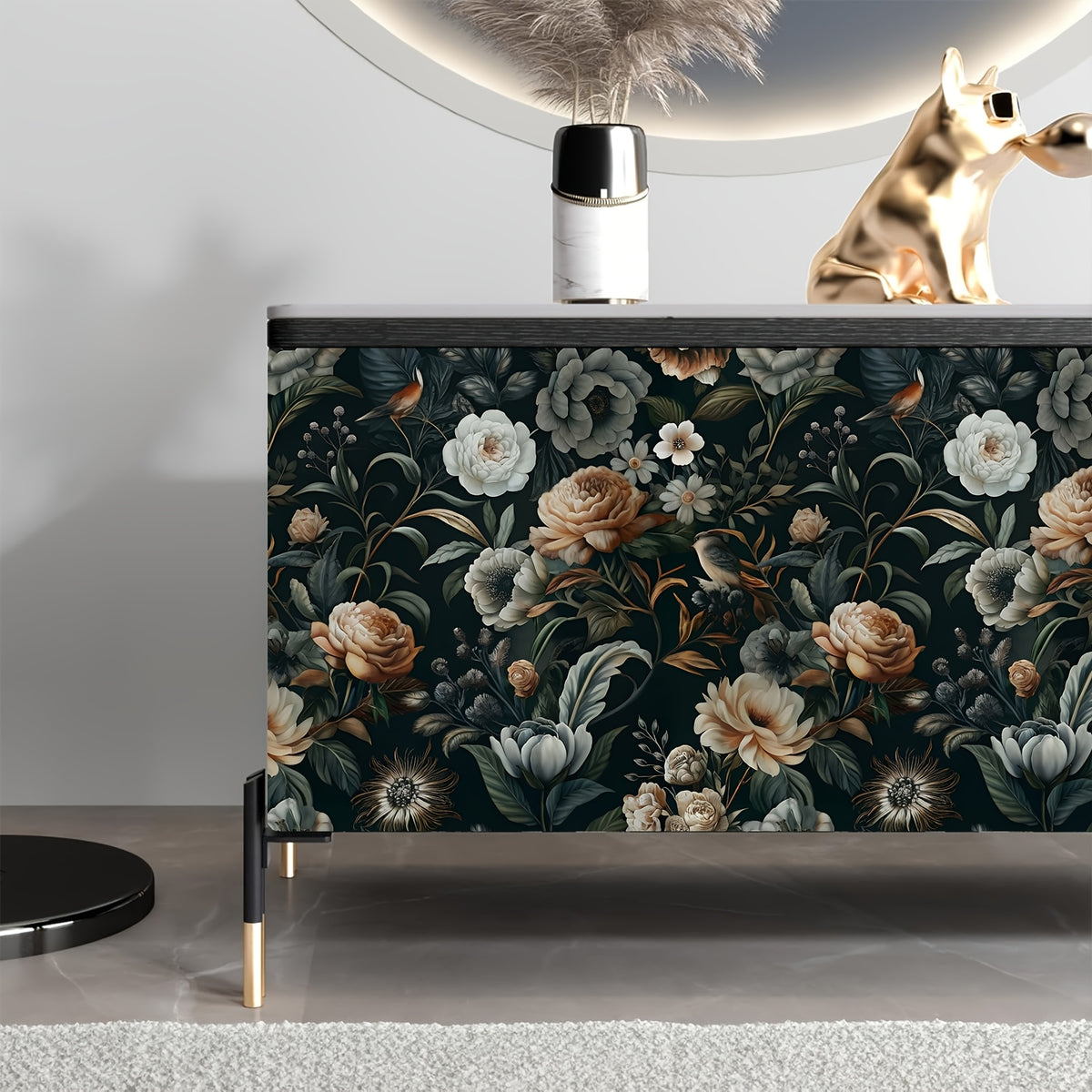 Elegant Dark Floral Peel and Stick Wallpaper