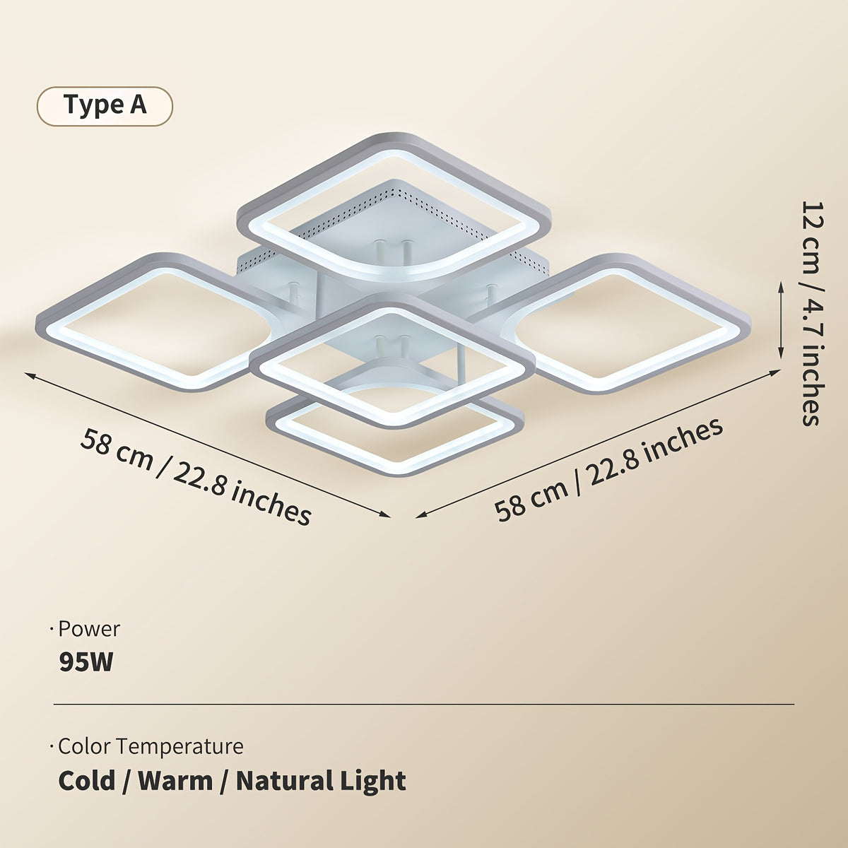 Modern LED Ceiling Light Fixture - Dimmable Metal Semi Flush Mount with Remote, Acrylic Shade, Infrared Sensor, 110-240V Hard-Wired Indoor Lighting for Living Room, Bedroom, Study - No Battery Required