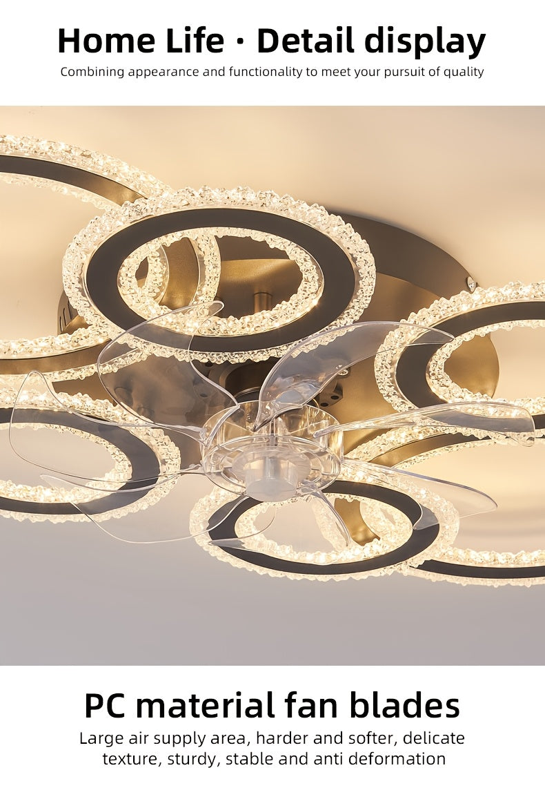 Modern Adjustable Ceiling Fan Light with Remote Control - 6 Brightness Levels, ABS/Acrylic/Metal Design, Mold-Resistant, Ideal for Living Room, Office, Bedroom, Kitchen, Fan for Bedroom, Perfect for Christmas Gifts, Holiday O