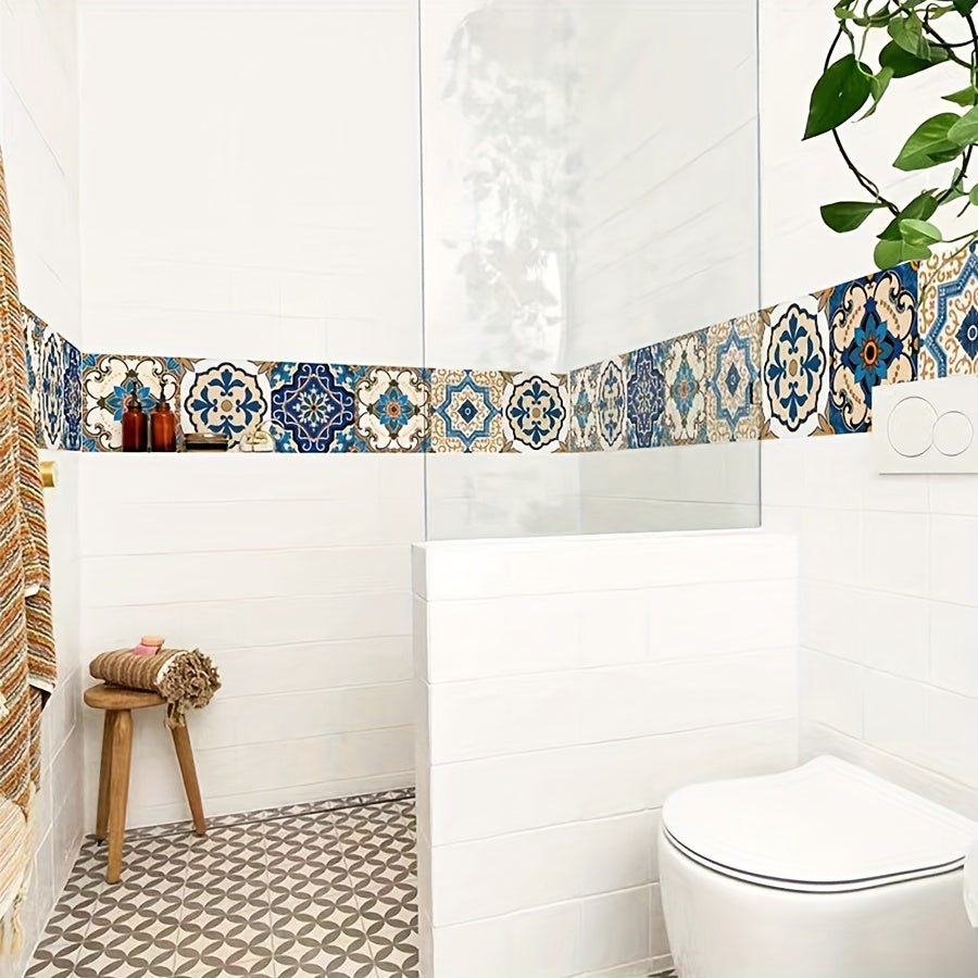 Self-Adhesive Wallpaper, Boho Brick Mosaic Tile Contact Paper