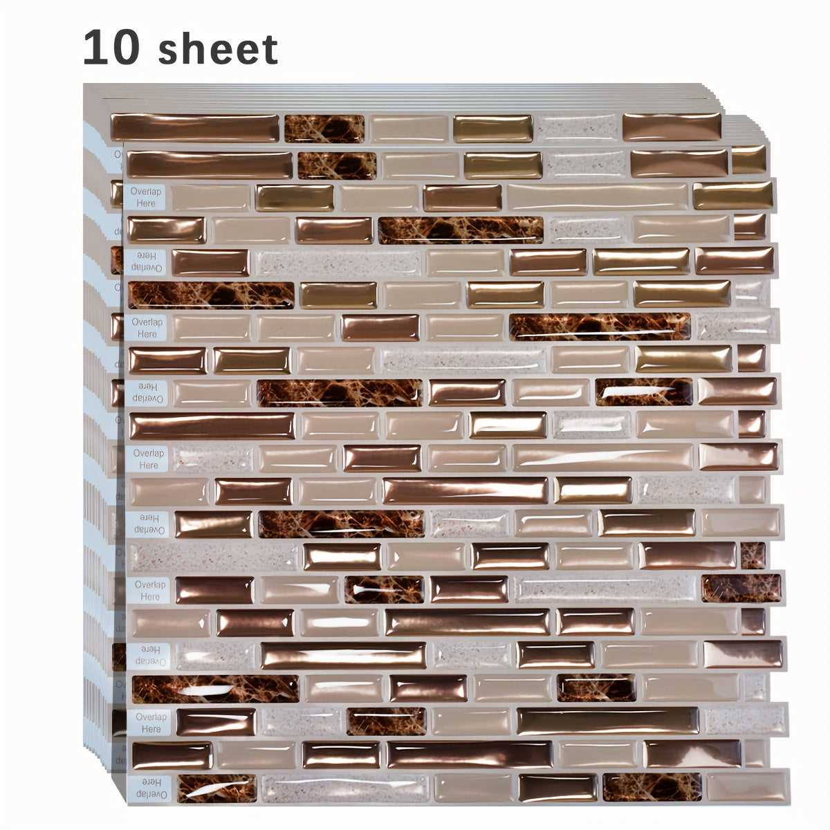 Shinyhome Peel and Stick Backsplash, 3D Mosaic Tile Stickers - 10-Piece