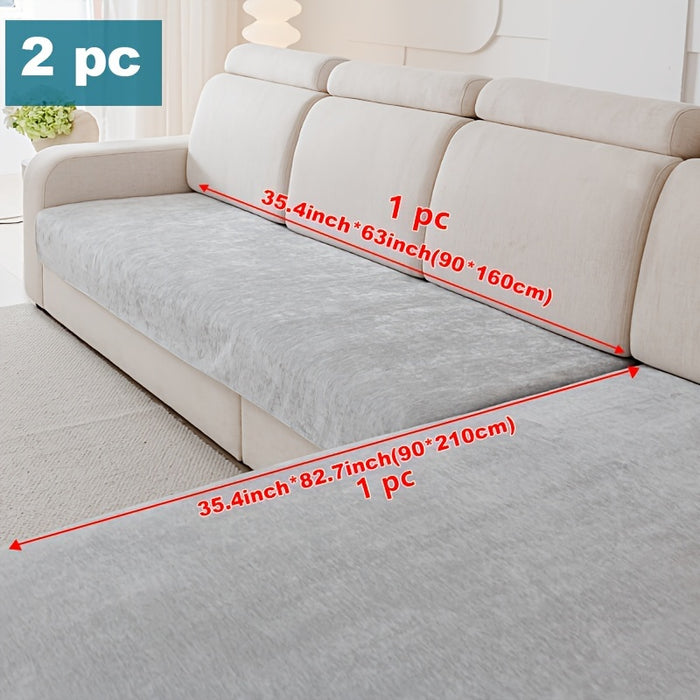 Modern Chenille Sofa Protection Pad 2pc Set – Pet Friendly, Non-Slip, Scratch Resistant – Machine Washable Polyester Sofa Covers for Armchair, Loveseat, 3-Seater, 4-Seater and Sectional Sofas