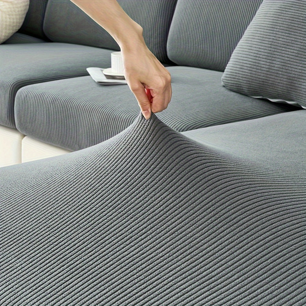 Modern Stretch Sofa Slipcovers - 1 Piece Polar Fleece Fabric Couch Protector, Machine Washable Sofa Cover, Fits Armchair to 4-Seater Sectional, Pet & Kid Friendly Furniture Protection