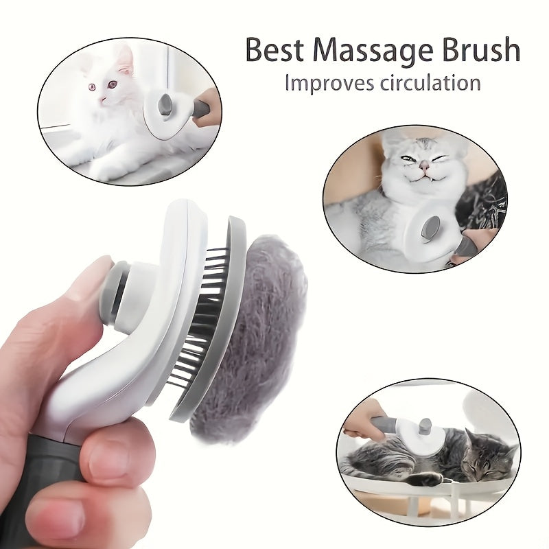 Pet Pro Stainless Steel Dog Grooming Brush - One-Click Hair Removal