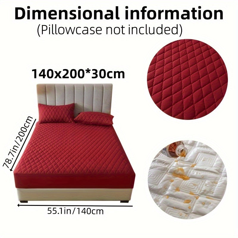 1pc Layered Solid Color Waterproof Mattress Protector (Without Pillowcase And Pillow Insert) Soft And Comfortable Mattress Cover Bedroom Guest Room Bedding Waterproof Mattress Protector Room Bedspread Non-slip All-inclusive P
