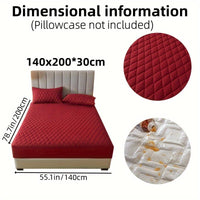 1pc Layered Solid Color Waterproof Mattress Protector (Without Pillowcase And Pillow Insert) Soft And Comfortable Mattress Cover Bedroom Guest Room Bedding Waterproof Mattress Protector Room Bedspread Non-slip All-inclusive P