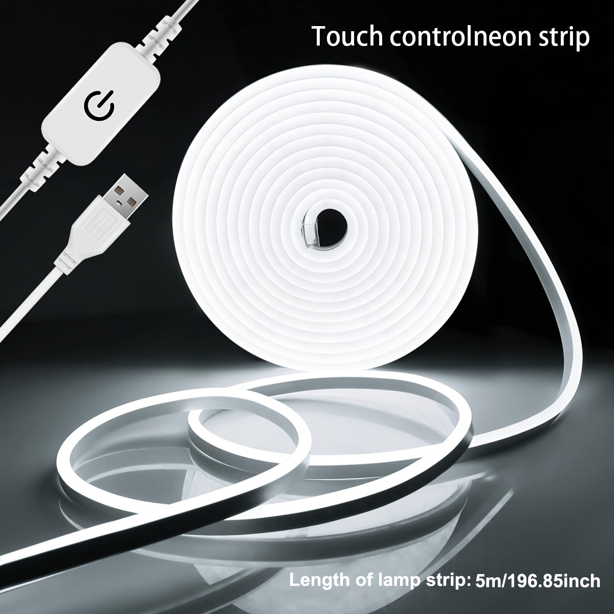 Flexible USB-Powered LED Neon Strip Lights - Energy-Saving with Touch Control