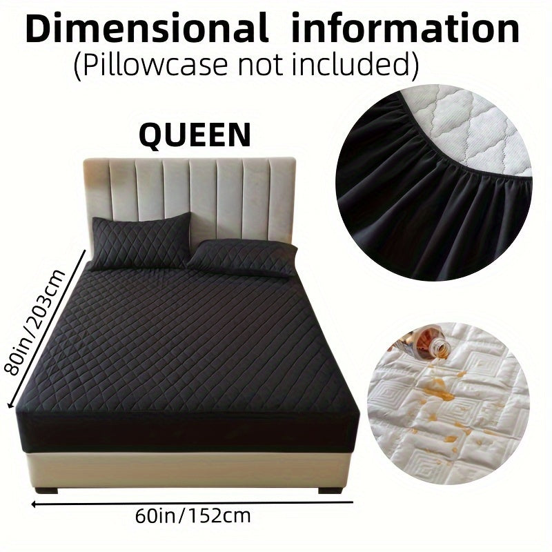 1pc Layered Solid Color Waterproof Mattress Protector (Without Pillowcase And Pillow Insert) Soft And Comfortable Mattress Cover Bedroom Guest Room Bedding Waterproof Mattress Protector Room Bedspread Non-slip All-inclusive P