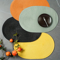 4-Pack European Style Oval Placemats, Heat-Resistant Table Mats, American New Style Tablecloth Mats, Hand Wash Only, Rectangular, Non-Woven Fabric, Polypropylene & Polyester Filling, 44.96X29.97 cm
