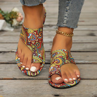 Bohemian Flower Pattern Slide Sandals