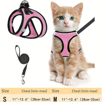 Escape-Proof Cat Harness & Leash Set - Reflective Soft Mesh Vest