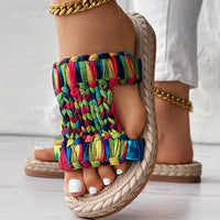 Colorful Woven Round Toe Casual Slippers