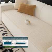 1pc Contemporary Thick Suede Sofa Pad, Machine Washable, Pet Friendly, Polyester 100%, Short Plush, Quilted Design, No Printing, Compatible with Armchair, Loveseat, 3-Seater, 4-Seater, Sectional Sofas, 250-300 g/㎡ - Ideal f