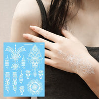 White Henna Temporary Tattoos - Lace Mandala Designs - 4 Sheets