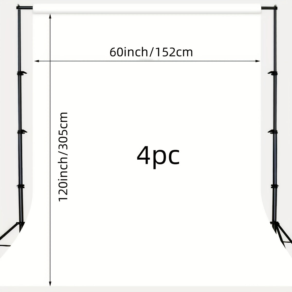 White Backdrop Curtains, 152.4x304.8cm 152.4x304.8cm, 100% Polyester