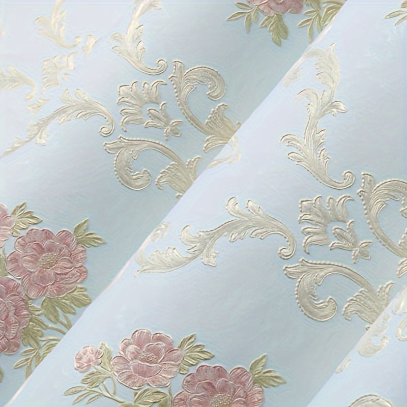 Glowhance Floral Wallpaper Roll, Pre-Pasted Non-Woven Luxurious Style Wall Covering