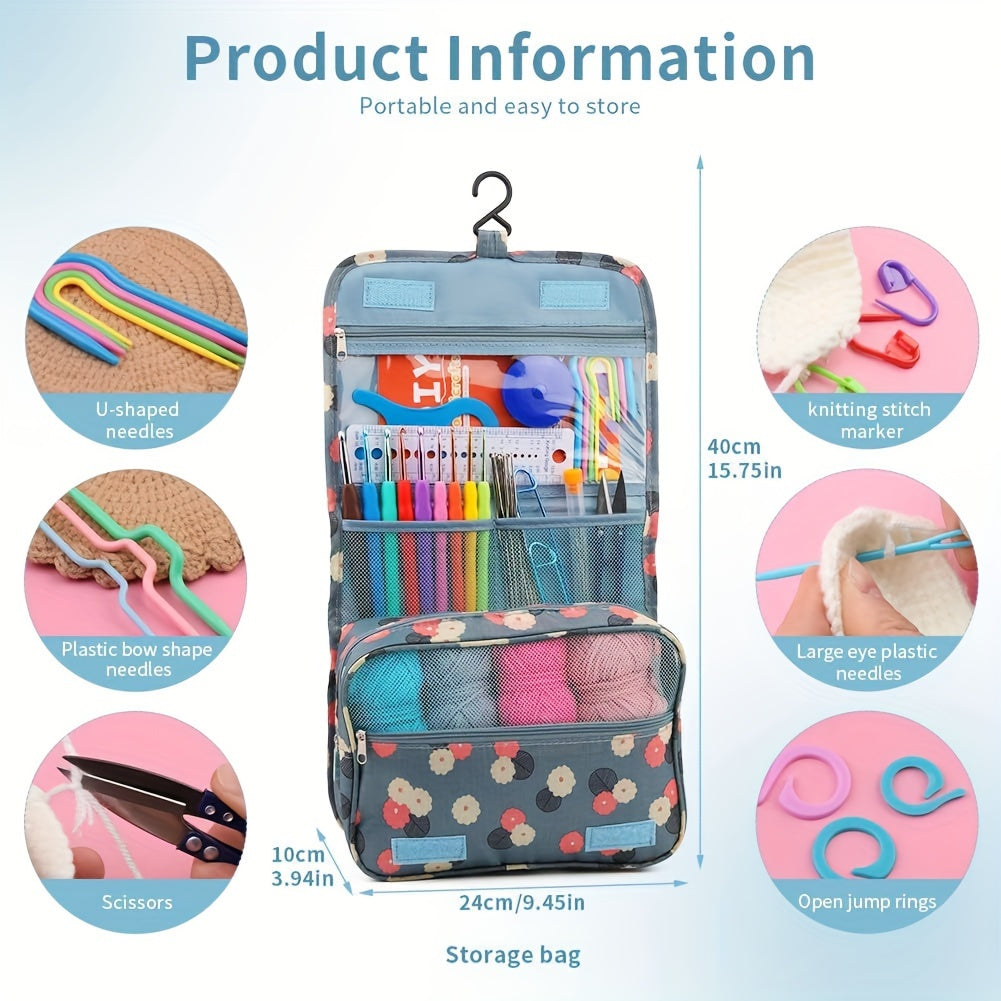 103/130pcs Knitting Crochet Hook Set Home Use Sewing Tool DIY Craft Crochet Knit Markers Needles Tools Weaving Accessories With Bag