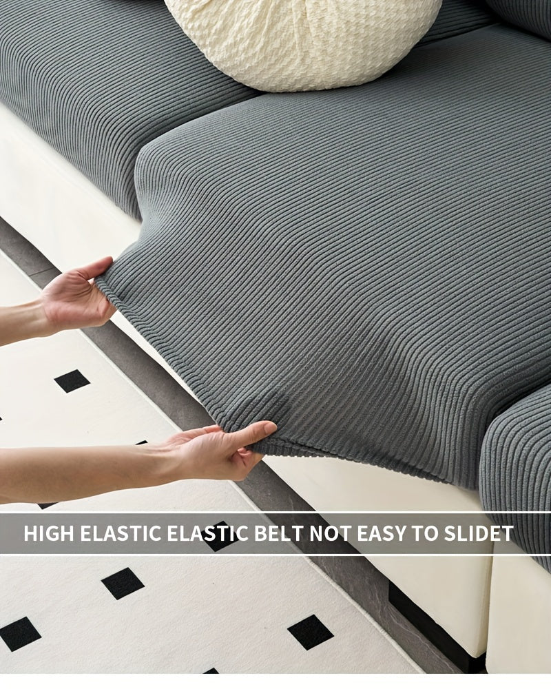 Modern Stretch Sofa Slipcovers - 1 Piece Polar Fleece Fabric Couch Protector, Machine Washable Sofa Cover, Fits Armchair to 4-Seater Sectional, Pet & Kid Friendly Furniture Protection