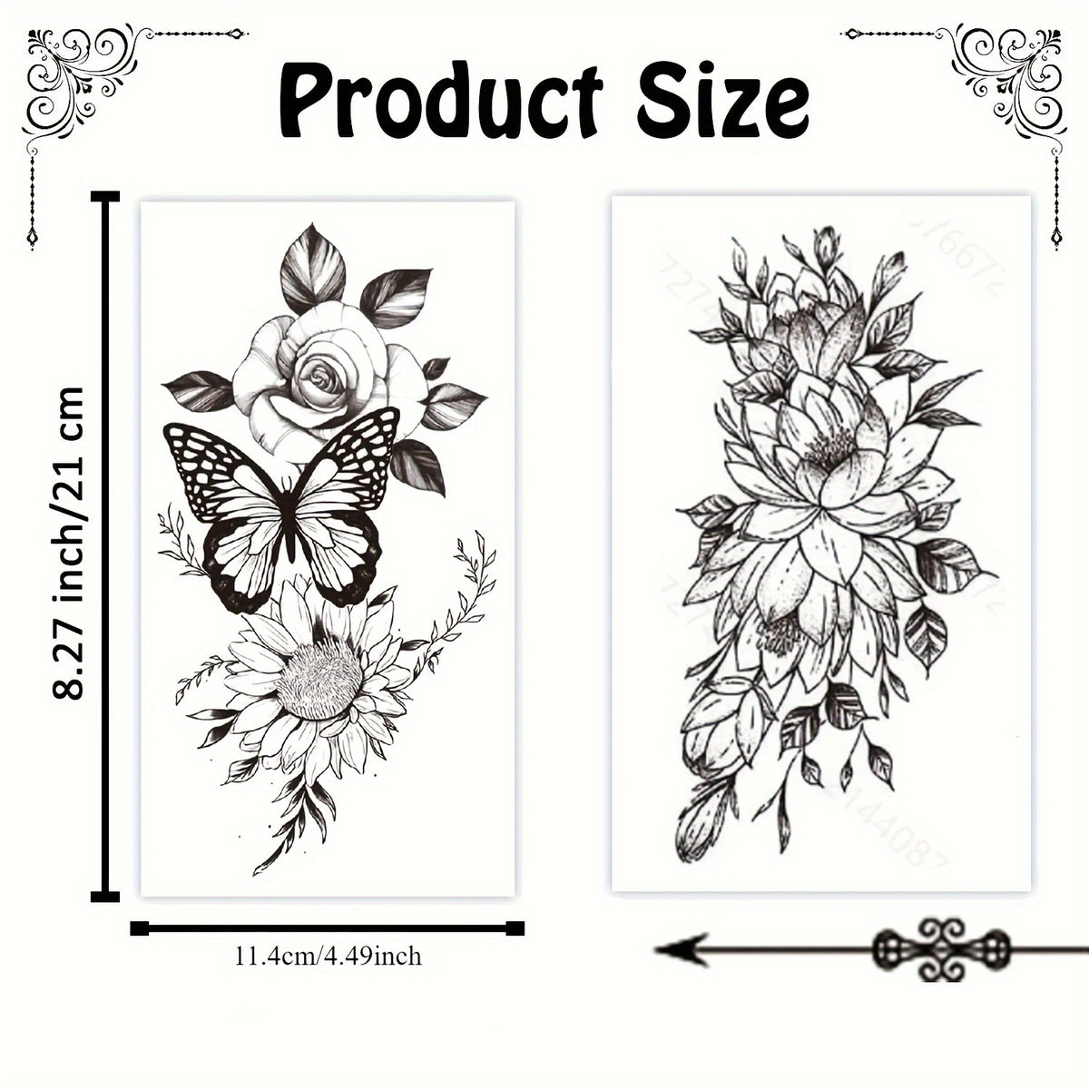 Realistic Flower Temporary Tattoos - Waterproof, Sweat-Proof- 10pcs