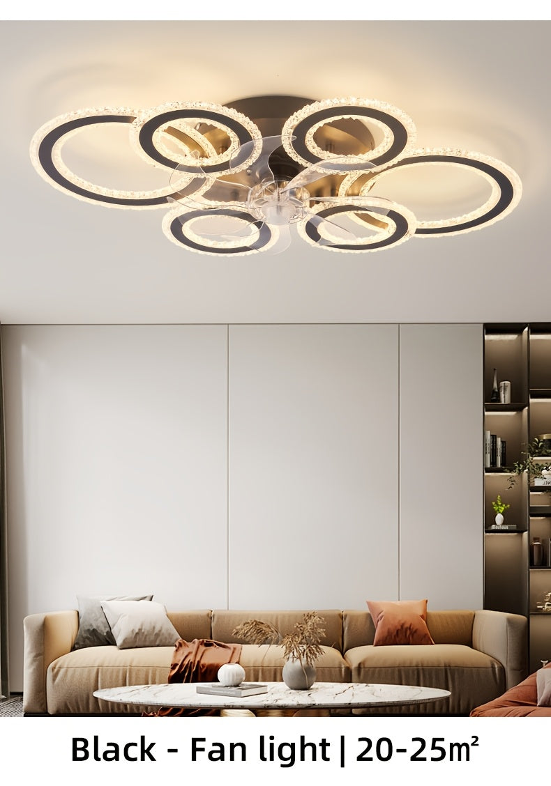 Modern Adjustable Ceiling Fan Light with Remote Control - 6 Brightness Levels, ABS/Acrylic/Metal Design, Mold-Resistant, Ideal for Living Room, Office, Bedroom, Kitchen, Fan for Bedroom, Perfect for Christmas Gifts, Holiday O
