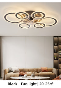 Modern Adjustable Ceiling Fan Light with Remote Control - 6 Brightness Levels, ABS/Acrylic/Metal Design, Mold-Resistant, Ideal for Living Room, Office, Bedroom, Kitchen, Fan for Bedroom, Perfect for Christmas Gifts, Holiday O