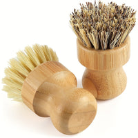 2/4pcs Natural Wood Handle Kitchen Cleaning Brush Set, Reusable Medium Firmness, with Sisal and Palm Fiber, for Pots, Pans, and Vegetables, Non-Electric Cookware Scrubbing Kit